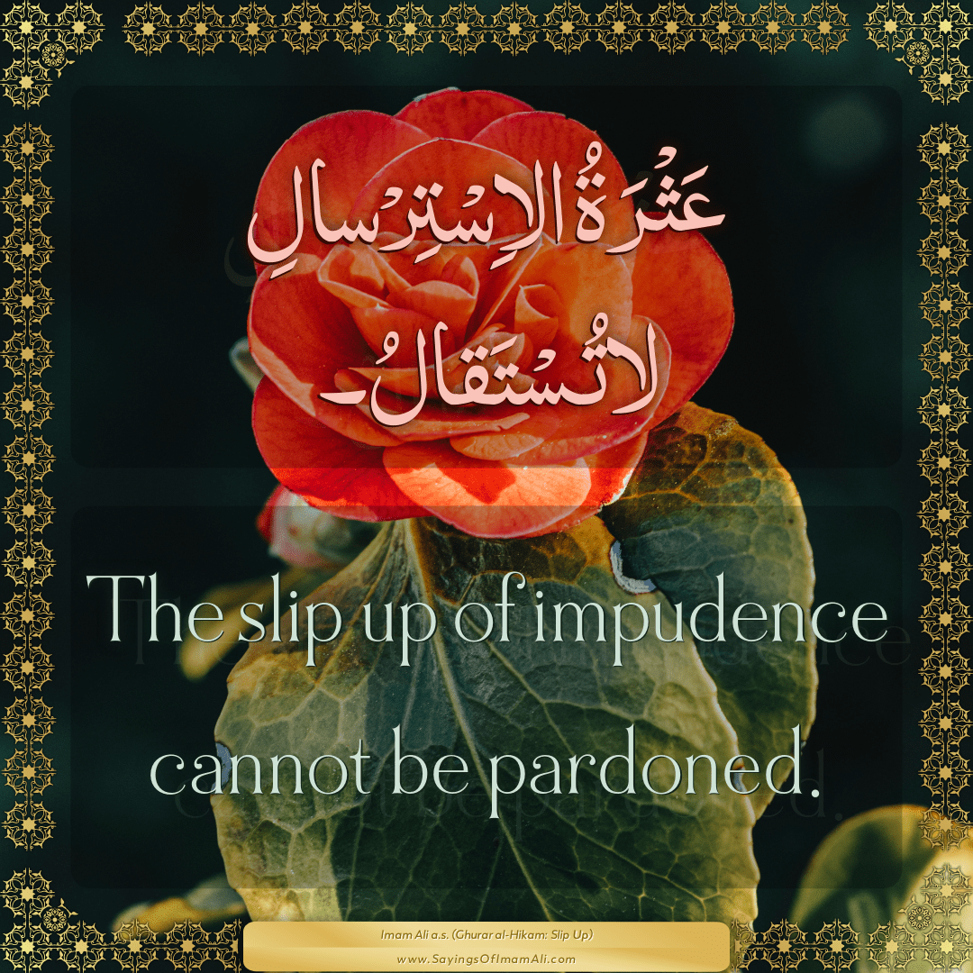 The slip up of impudence cannot be pardoned.